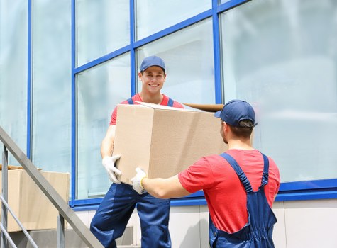 Students using secure storage in Shacklewell for boxes and luggage