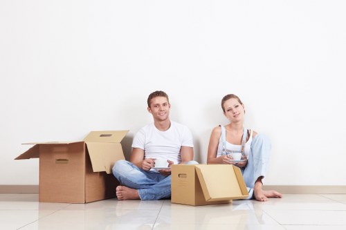 Neatly packed boxes and furniture prepared for long-term storage
